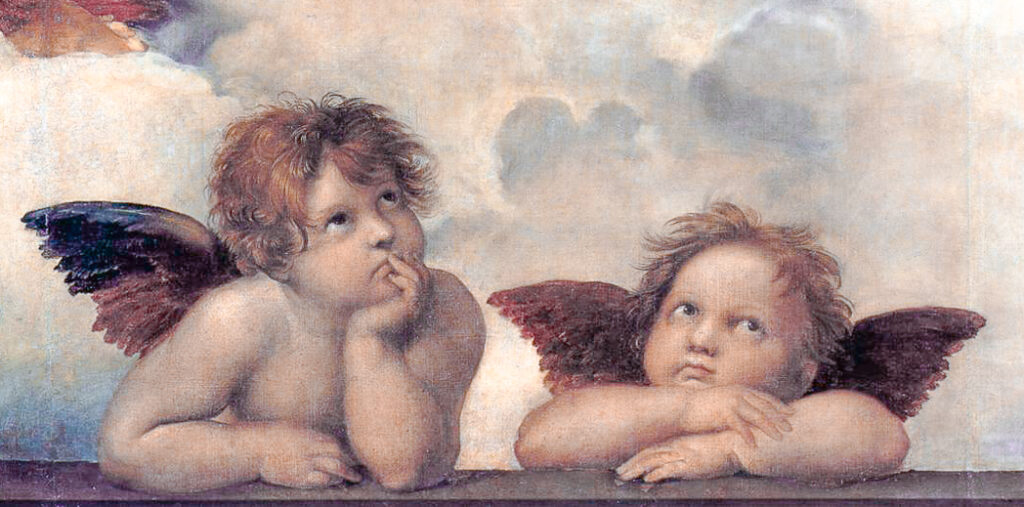 image of two cherubs thinking